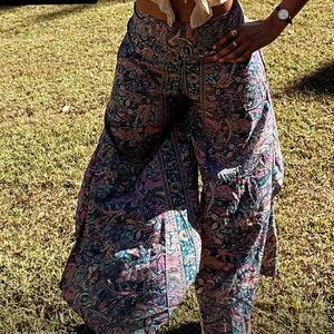 Colorful Paisley Wide-Leg Pants